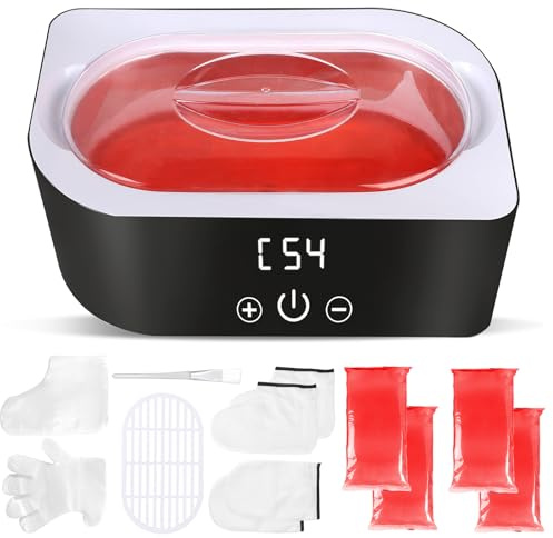 SWAWIS 4L Appareil à Cire à Paraffine Upgrade Complet Double Fonction avec 1800g Bain de Paraffine Chauffe Rapide pour Peaux Sèches et Rugueuses avec Accessoires