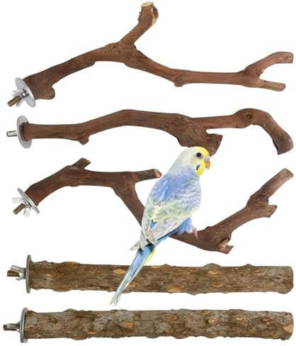 5 Piece Grape Wood Bird Perches, Natural Grapevine Branches For Birds, Mounts And Paw Grinding Accessories For Parakeet, Cockatiel, Conure, Budgie