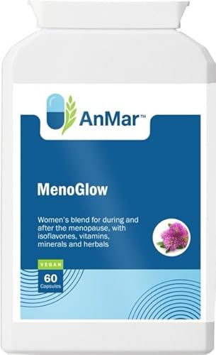 AnMar® MenoGlow Menopause Support Capsules – Women’s Balance Complex with Soy Isoflavones, Red Clover, Sage, Wild Yam & Vitamin B6 – Vegan – 60 Capsules