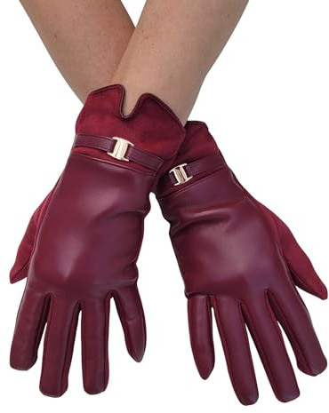 GFM® Dam mjuka fuskläderhandskar (handskar-DX), E-2409-Vinröd, One Size