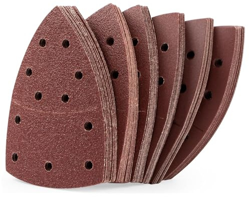VOBOR 60 x slippapper för triangelslipmaskin, korn 40 60, 80, 120, 180, 240, 11 hål, blandat sandpapper för slipning och polering