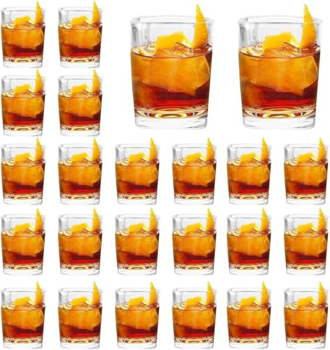 LDHHYH 24er Schnapsgläser 6cl/60ML, Shotgläser mit Schwerem Boden, Schnapsglasbecher Transparent Spülmaschinenfest, Eckig aus Glas Standfest dank dickem Boden für Liköraufnahmen, Whisky, Brandy