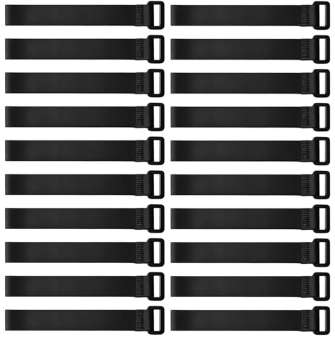 Hook and Loop Cable Straps 20 Pack, Reusable Adjustable Nylon Fastening Cable Ties for Cord Management, Multipurpose Securing Straps for Organising Cables, Wires, Chargers, Office, Home