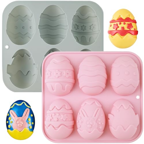Morofme Easter Egg Silicone Molds Easter Cake Mold Bunny Chocolate Molds Rabbit Muffin Silicone Mold Half Eggs Shaped Moulds Bunny Baking Pan for Cupcake Candy Jello Pudding Mousse Soap