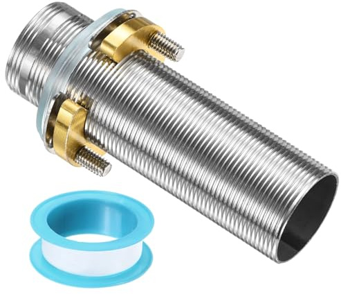 QUARKZMAN Wasserhahn Verlängerungsrohr Anschluss M32 x 100.5mm, Gewinde Edelstahlrohr Adapter mit Anti-Lockermutter und Dichtband für Installation von Wasserleitungen und Wasserhähnen