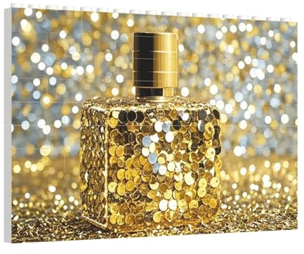 PAQOLSMCKR Baustein-Puzzle, quadratisch, goldfarben, Pailletten, funkelnd, Baustein-Puzzle, personalisierbar, Fotoblock, Puzzle, Ziegel-Puzzle für Erwachsene, Heimdekoration, Geschenk