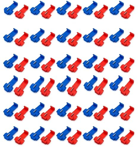 GZYCKJ 60 Pcs T Tap Wire Connectors 12v, Insulated Automotive Electrical Systems, Wire Splice Connectors for Cable and Electric Wiring (Red and Blue)