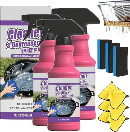 Fast-Acting Heavy-Duty Grill Degreaser Spray, 2026 Neu Allzweckreiniger Spray Küchenreiniger Putzmittel, Oberflächenreiniger Backofenreiniger Reinigungsmittel für Flecken und Fette (3 Stück)