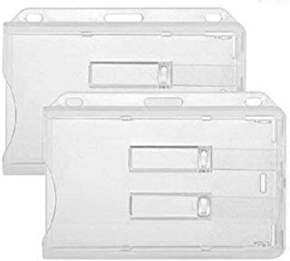 JUMI Ausweishülle für 2 Karten Ausweishalter Kartenhülle aus Hartplastik transparent für Ausweise ID Karte Kreditkarten mit zwei Schiebern aus Polycarbonat 2 Pack