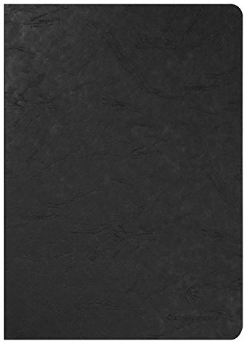 Clairefontaine 733001C collezione Age Bag quaderno a punto metallico Nero - A4 21x29,7 cm - 96 pagine a tinta Unità bianche - carta 90g - Copertina carta Lustrée a grana effetto cuoio