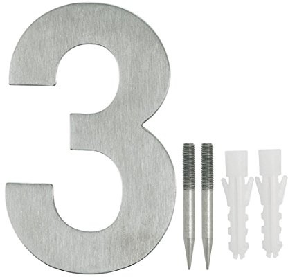 NUZAMAS Numeri civici Targhe 3, Acciaio inossidabile Indirizzo casa Targa Targa Targa Targa Numeri civici, montaggio a parete, 10,8 cm Larghezza 15 cm Altezza, Kit di installazione incluso