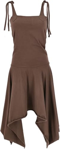 GURU SHOP Vestido convertible Goa Psytrance Festival Dress Pixi Rock Mujer Verde Algodón Talla: 36, marrón, 38