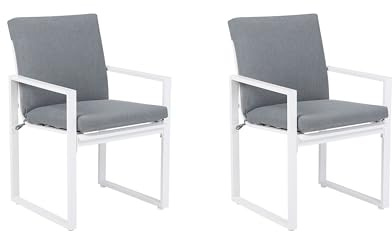Beliani Exklusive Gartenstühle aus Aluminium 2er Set grau Pancole