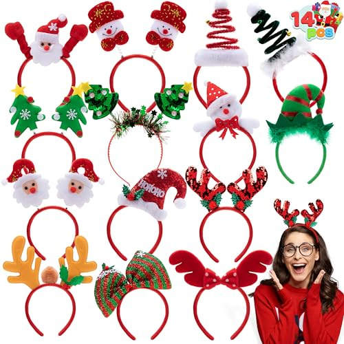 JOYIN 14 Diademas Navideñas con Diferentes Diseños para Fiestas Navideñas y Navideñas (TALLA ÚNICA PARA TODOS)