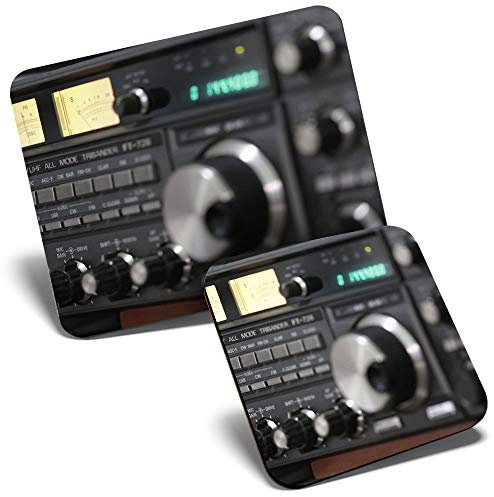 Mouse Mat & Coaster Set - Amateur Radio Station 23.5 x 19.6 cm & 9 x 9 cm for Computer & Laptop, Office, Gift, Non-slip Base #44076