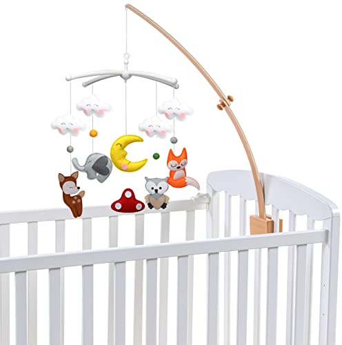 Mobile Halterung Holz I Designed in Germany I Mobile Halterung Wickeltisch, Laufstall oder Babybett I Die Baby Mobile Halterung, Mobile Befestigung aus Holz I Aufbau ohne Werkzeug I extra hoch 70cm
