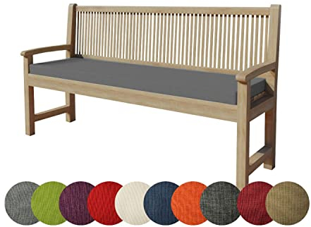 Chilly Pilley Cojín para Banco de Jardín con Cremallera y Trabillas (100 x 40 x 5 cm, Gris)