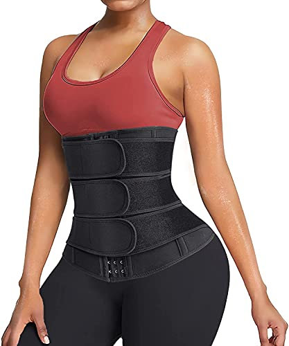 Gotoly Bauchweggürtel Fitness Gürtel Fettverbrennung Schwitzgürtel Taillenmieder Verstellbarer Neopren Sauna Schweiß Taille Trimmer Bauchgürtel Bauchweg Taillenformer Für Damen (Schwarz, 3XL)