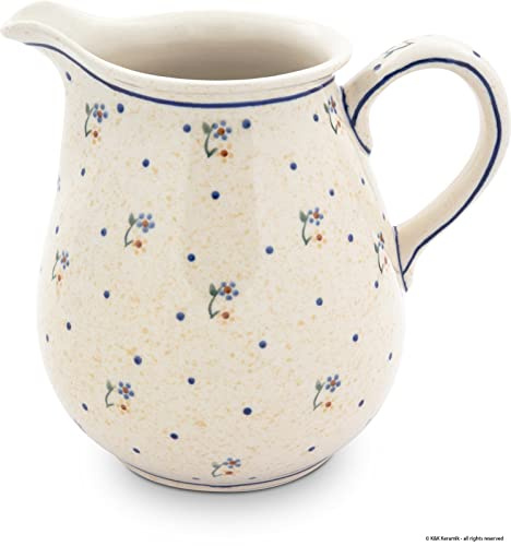 Bunzlauer Keramik großer bauchiger Krug 2 Liter Ø21,0cm, H=19,5cm, Dekor 111