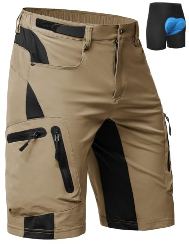 Cycorld MTB Hose Herren Radhose Fahrradhose 4D-Sitzpolster | 4-Wege-Stretch, Schnelltrocknend, Atmungsaktiv, Elastischem Bund, 6 Taschen, Outdoor, Mountainbike, Radsport