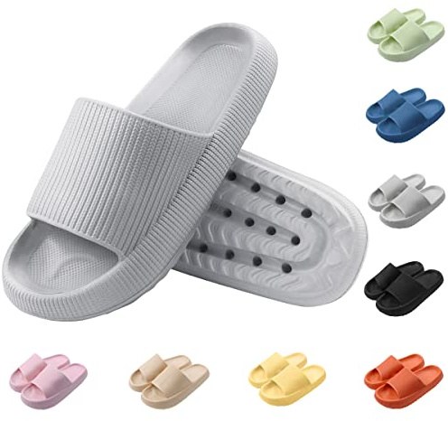 Yuccer Pantofole Nuvola Ultra Morbide Uomo Donna Ciabatte Piscina Antiscivolo Ciabatte Uomo Estive da Casa Piscina Scarpe da Spiaggia Sandali da Doccia Pantofole da Bagno (Grigio, Numeric_40)