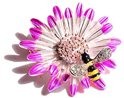 GFM Broche Fleur Abeille Femme - Noël, Fête des Mères, Anniversaire, Saint Valentin, Small, Métal, Cristal