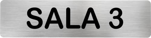MovilCom® - Señal de acero inoxidable SALA 3 | Placa puerta INOX | Señal informativa | Cartel Puerta 200X50mm