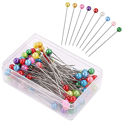 Grevosea 300 Stück Bunte Stecknadeln mit Kopf Glaskopfnadeln Edelstahl Stecknadeln Nähstifte Glaskugel Bunte Runde Mehrfarbig Nadeln für Nähen Quilten Und Handwerk Schmuck Making
