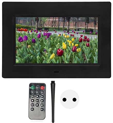 7 Zoll Digitaler Bilderrahmen, 1080P Full HD IPS-Bildschirm, Digitaler Fotorahmen, Unterstützt USB-Speicherkarte, Wiedergabe von Fotos, Ton, Video, Uhr, Kalender (EU-Stecker)