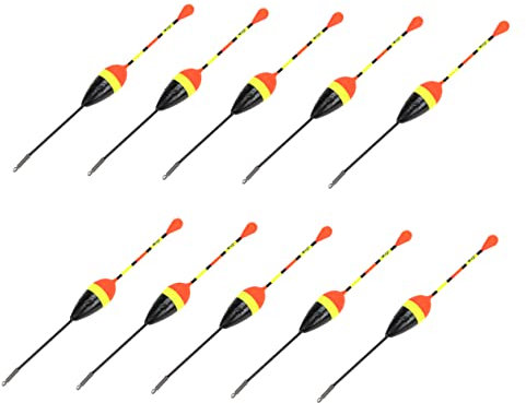 Anneome 10pcs Crucian Carp Fishing Floats Fishing Tackle Tool 1.2g Plastic Buoy Set for Sea and Freshwater