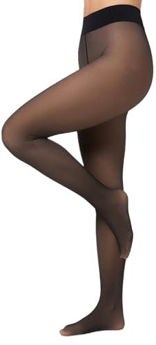 Nur Die Warm & Transparent extra haltbar 80 DEN warme Fein-Strumpfhose beige durchscheinend Komfortbund Damen, schwarz, S
