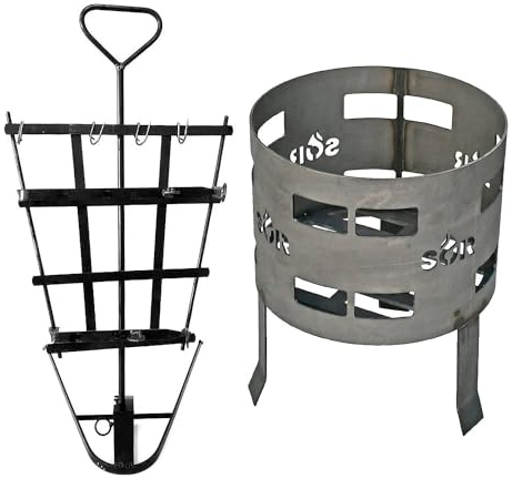 Kit Premium Parrilla Argentina de Hierro Asado Brasero Parrilla + Parrilla Argentina Pesada/Parrilla Estaca BBQ Asado Asador.