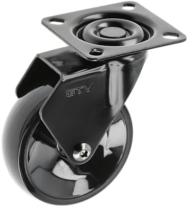 GTV - Roulettes pour meubles CALIBRO | Roulettes pivotantes | Roulettes pour meubles | sans frein | Diamètre 75 mm | en plastique et acier | Noir
