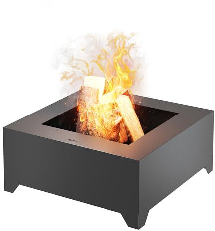 OutFire - Brasero de jardín de 70 cm, Negro 700 Cuadrado, brasero de Exterior, brasero para jardín, balcón, terraza, Camping, Fabricado en Acero, Color Negro
