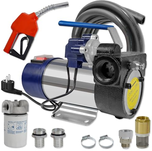 DIESELPUMPE Heizölpumpe Biodiesel-Pumpe Universal Automatic DIESEL STAR 160 - FASSPUMPE mit 230V Anschluss, mit Schlauch, Zubehör mit Zapfpistole, Schlauch, Rückschlagventil (7-DPS01148-6S3)