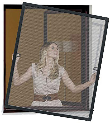 arvioo Fliegengitter Fenster, Insektenschutz für eine Insektenfreie Zone im Wohnbereich, Fliegengitter Spannrahmen ohne Bohren, Fiberglasgewebe & Alurahmen, Einbautiefe 12 mm (Anthrazit, 100 x 120 cm)