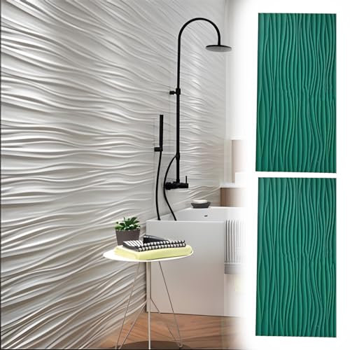 Innovz Wave Design 3D Wall Panel, Decorative Wall Cladding Panels for Living Room Lobby Office Gaming Setup, Cuttable 3d Wall Cladding, Easy to Install(Green)