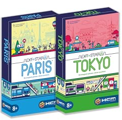 HCM Kinzel Bundle Next Station Tokyo und Paris Brettspiel, 2 Spiele Set, Flip und Write - Plane U-Bahnnetze mit Geschick und Strategie, für 1-4 Spieler, ab 8 Jahren