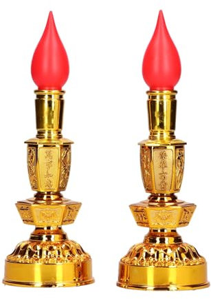 Akozon Lampada a Candela, Basso Consumo Energetico, Decorazione retrò Buddista in Stile Tradizionale Cinese per Casa, Ufficio, Meditazione (Lampada elettrica a candela a singola luce)