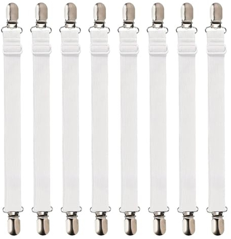 Zimoer Bettlakenspanner Verstellbar 8 Stück,Lakenspanner Mit Metallclips,30-100cm Bügeltischspanner,Elastische Bettlakenspanner,Für Matratze,Bettlaken, Sofas