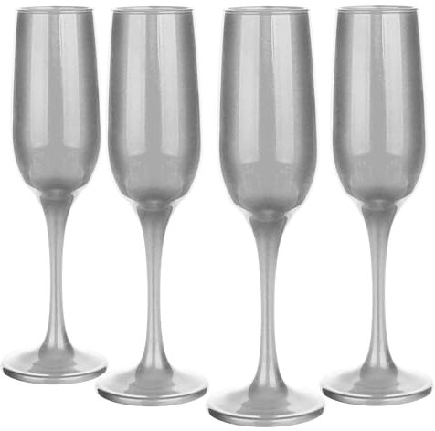 Glasmark Krosno set di 4 bicchieri da spumante da 0,2 litri calici da champagne bicchieri da champagne bicchieri da champagne bicchieri da spumante bicchieri da vino argento 4 x 200 ML