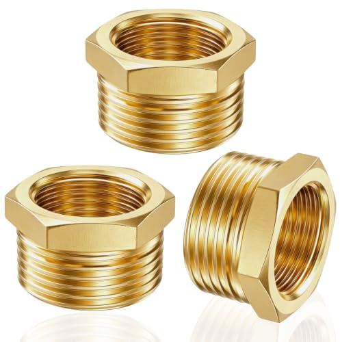 Messing Reduzierstück G3/4xG1/2 (Ø25mm x 20mm), 3 Stk, DN20 AG x DN15 IG | Reduzierstück aus Messing, AG/IG Reduzierung Gewinde-Fitting, Sechskant, für Garten Wasserleitung, Rostschutz und Berstschutz