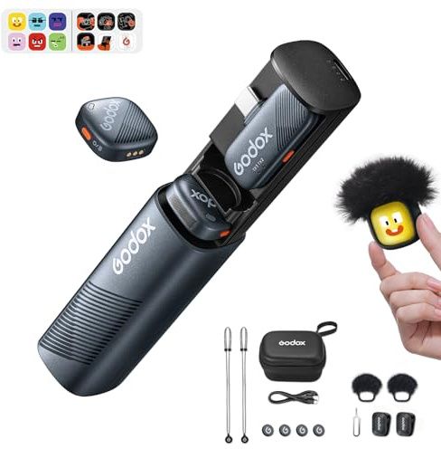 Godox Cube-SC Lavalier mikrofon trådlös, 48 kHz/24-bitars Hi-Fi ljud, 30H varaktighet 300 m räckvidd, appkontroll brusreducering radiomikrofon för USB C-telefon, vlog, intervju, streaming, livestream