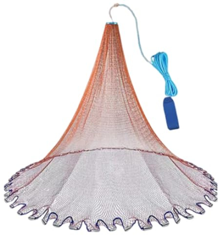 Fischernetz Wurfnetz zum Fischen aus Nylon Angelnetze mit Sinker Handwurf Fishnets Durchmesser von 1,8 Meter bis 7,2 Meter Geeignet für Flüsse und Seen