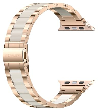 Wearlizer Compatible with Apple Watch Band 38mm 40mm 41mmFashion Wristbands Women, Stainless Steel and Resin Replacement Metal Clasp For iWatch Ultra/SE/10/9/8/7/6/5/4/3/2/1