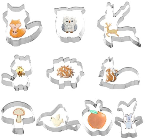 Ausstechformen Herbst, 10 Stück Plätzchen Ausstecher Waldtiere, Plätzchenausstecher Keksausstecher Plätzchen, Ausstecher Lustige, Keksausstecher Weihnachten, ausstecher Waldtiere, Reh, Eule