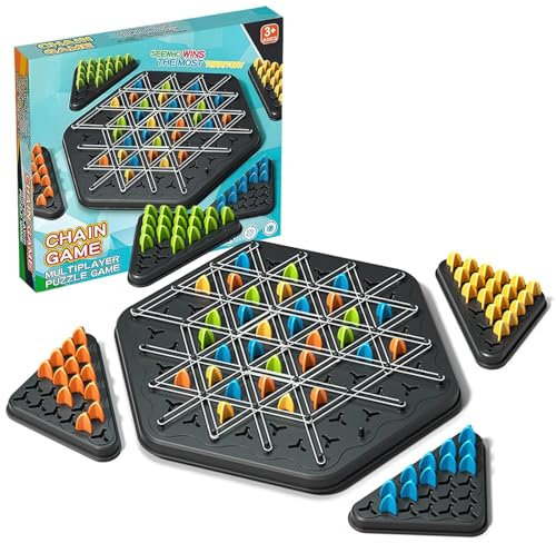 Triggle Game, Kettendreieck Schach, Puzzles Pielzeug, klassisches Strategie Steckbrettspiel, Strategisches Denkspiel für Die Ganze Familie für Familienfeiern Mit Kindern Und Erwachsenen
