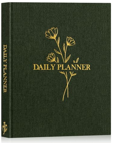 Lanpn Daglig planerare agenda, daglig att-göra-lista planerare anteckningsbok odaterad, planeringsblock med möteslista för kvinnor män kontor skola, grön