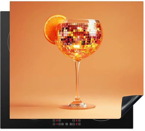 KitchenYeah© Induction Hob Protector Mat Stove Cap Top Cover Kitchen Cooker | 20.5x23.6 / 60x52 cm - Covers for Electric Hobs Vinyl Drink - Orange - Glitter - Disco