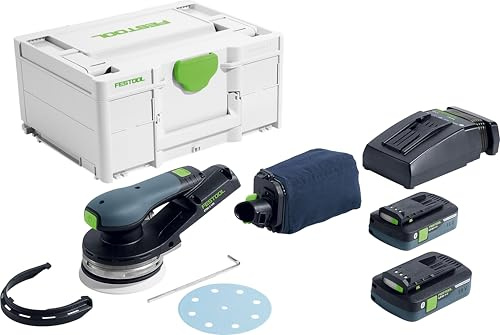 Festool Cordless Eccentric Sander ETSC 2 125 4,0 I-Plus | Brushless EC-TEC motor, integrated LED light ring, carbide-tipped pad brake, 125 mm sanding pad
